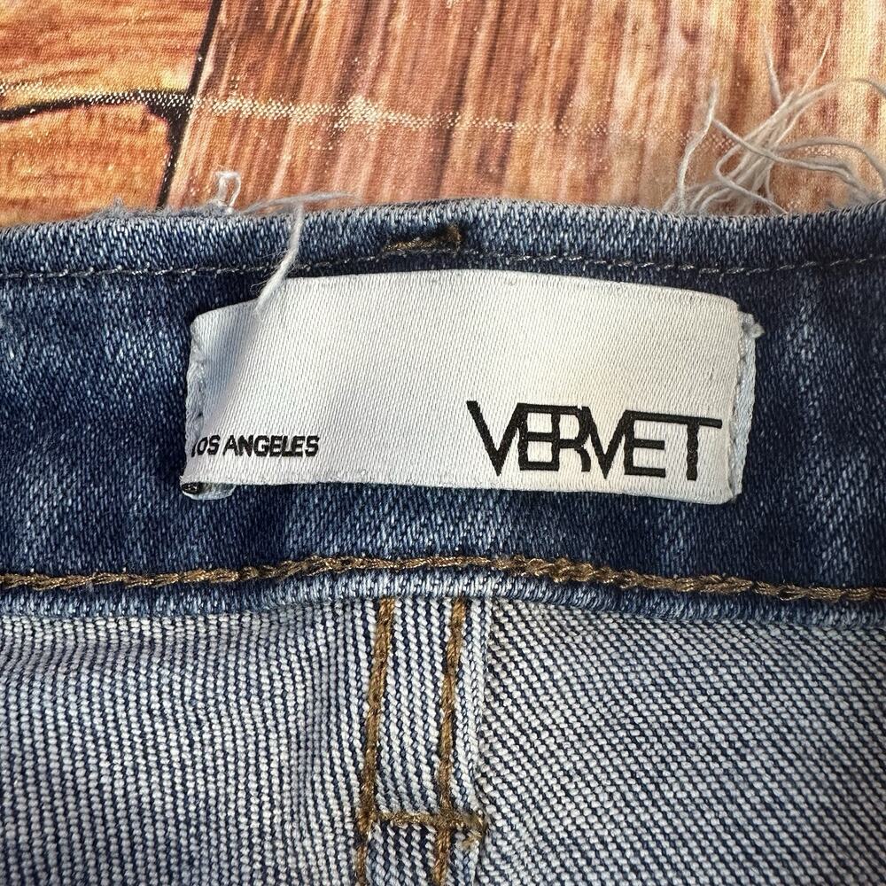 Vervet Size 2X Blue High Rise Distressed Raw Hem Cut Off Jean Denim Shorts 35x5 - Picture 6 of 8